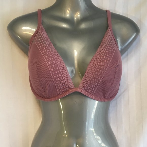 Incredible Victoria's Secret Plunge Padded Purple Mauve Lace Bra 34DD 24551212 - Picture 2 of 14